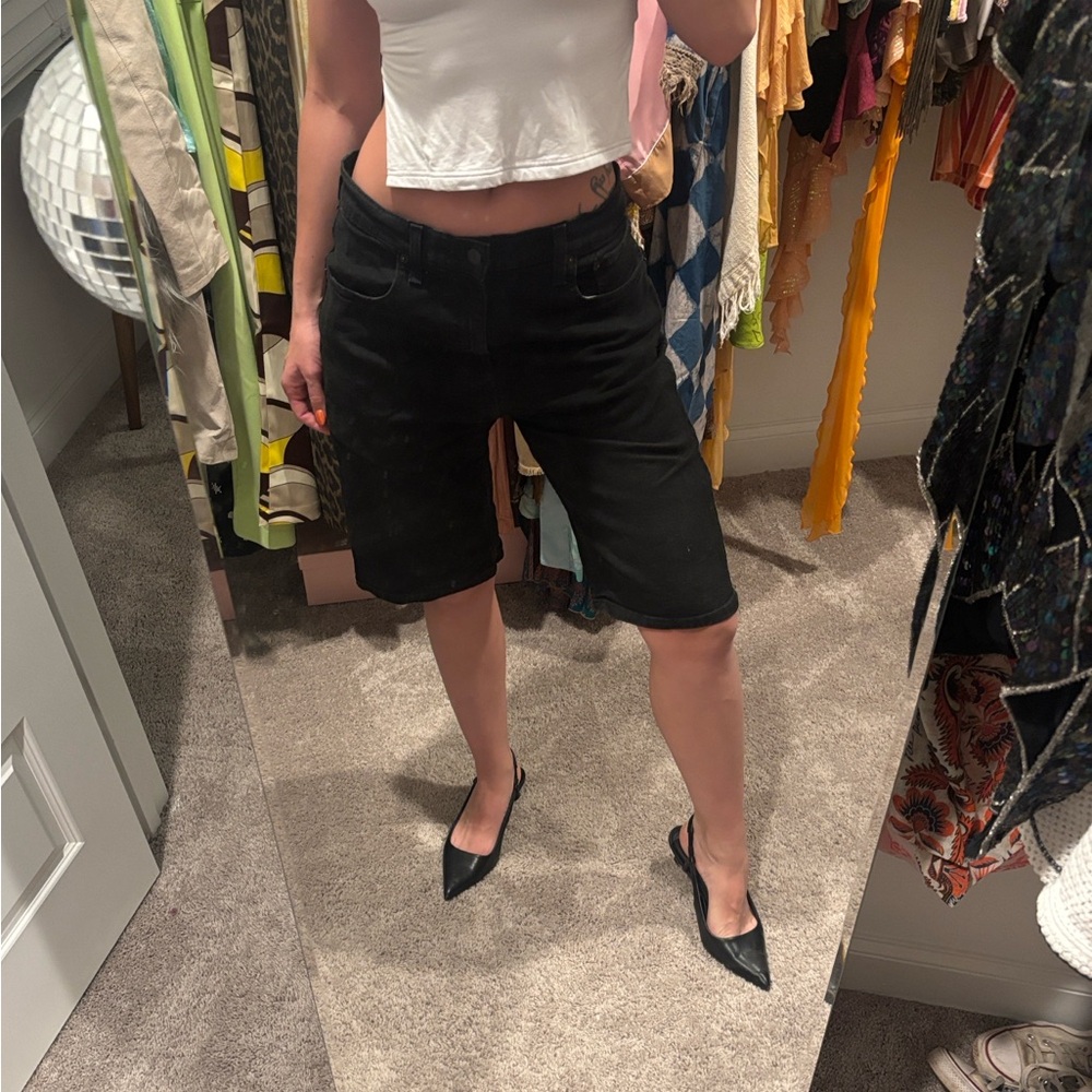 Levi's Black Knee-Length Jean Shorts